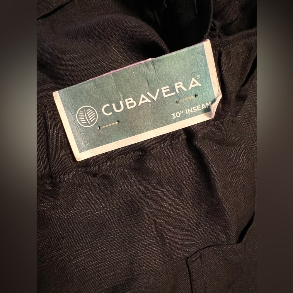 Cubavera Women's Linen Blend Pants Size XXL Black Drawstring Waist Fly Front - Picture 5 of 6